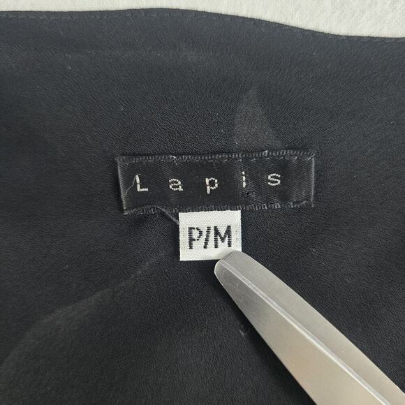 Lapis Black Floral Semi Sheer Chiffon Fitted Black Maxi Dress Med Petite Y2K 90s - Picture 6 of 9